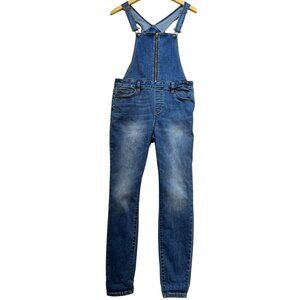 Pacsun Girls' One Piece Denim Overalls Stretch Size 27 Blue Solid Medium Wash